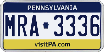 PA license plate MRA3336