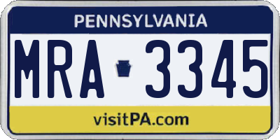PA license plate MRA3345