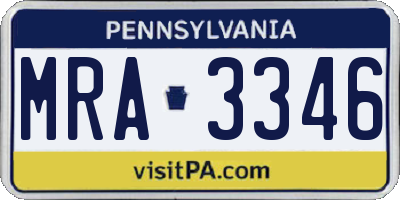 PA license plate MRA3346