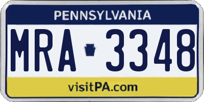 PA license plate MRA3348