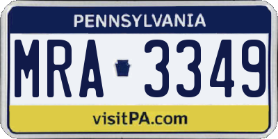 PA license plate MRA3349