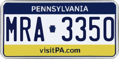 PA license plate MRA3350