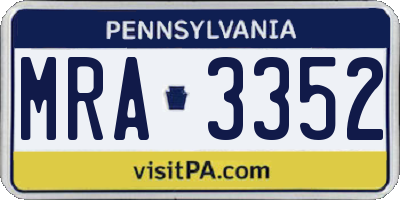 PA license plate MRA3352