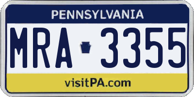 PA license plate MRA3355