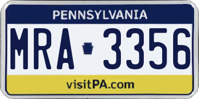 PA license plate MRA3356