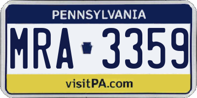 PA license plate MRA3359