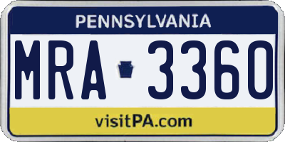 PA license plate MRA3360