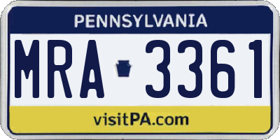 PA license plate MRA3361