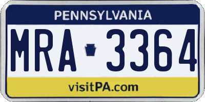 PA license plate MRA3364