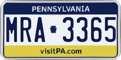 PA license plate MRA3365