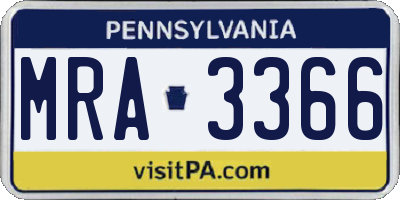 PA license plate MRA3366