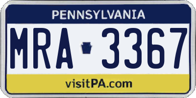 PA license plate MRA3367