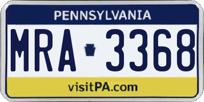 PA license plate MRA3368
