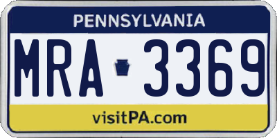 PA license plate MRA3369