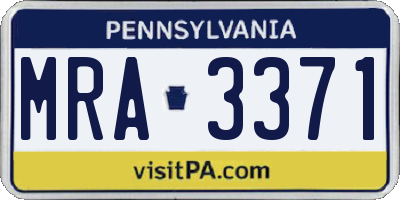 PA license plate MRA3371