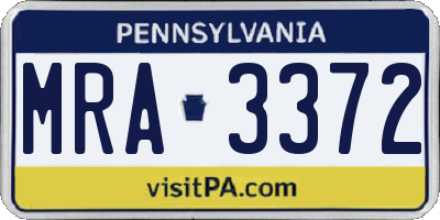 PA license plate MRA3372