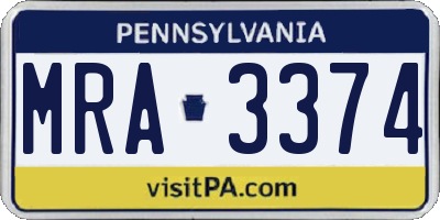 PA license plate MRA3374