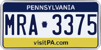 PA license plate MRA3375