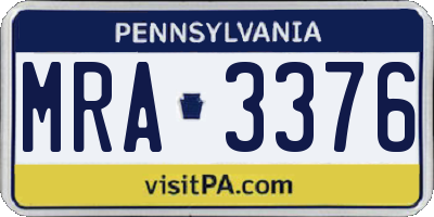 PA license plate MRA3376