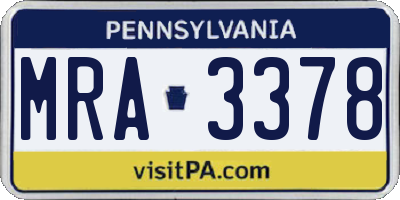 PA license plate MRA3378