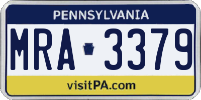 PA license plate MRA3379