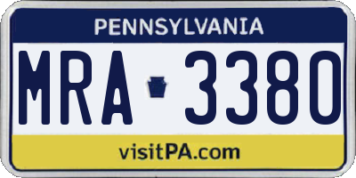 PA license plate MRA3380