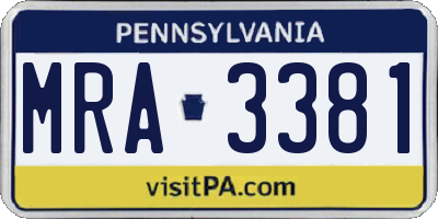 PA license plate MRA3381