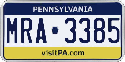 PA license plate MRA3385