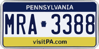 PA license plate MRA3388