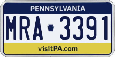 PA license plate MRA3391