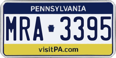 PA license plate MRA3395