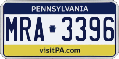 PA license plate MRA3396