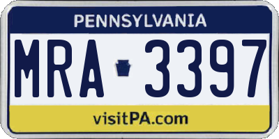 PA license plate MRA3397