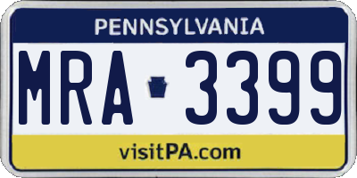 PA license plate MRA3399