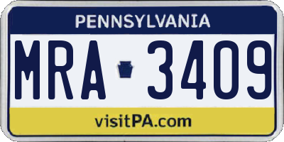 PA license plate MRA3409