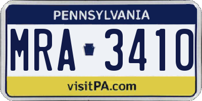 PA license plate MRA3410