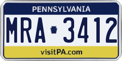 PA license plate MRA3412