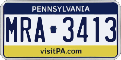PA license plate MRA3413