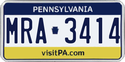 PA license plate MRA3414