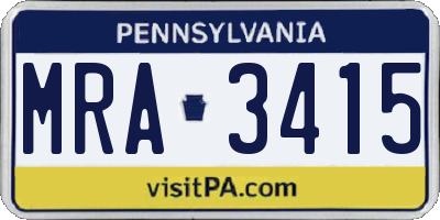 PA license plate MRA3415