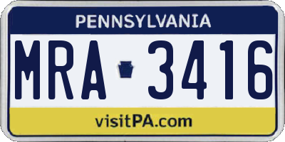 PA license plate MRA3416