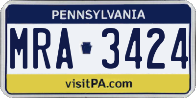 PA license plate MRA3424