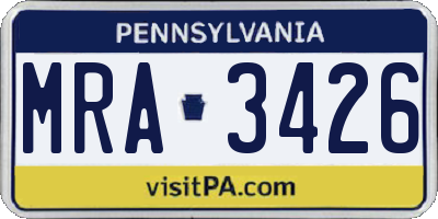 PA license plate MRA3426