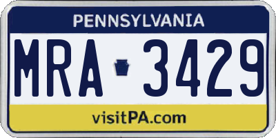 PA license plate MRA3429