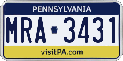 PA license plate MRA3431