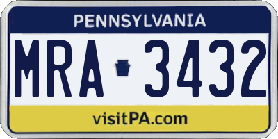 PA license plate MRA3432