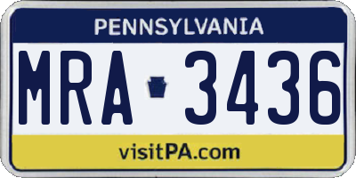 PA license plate MRA3436