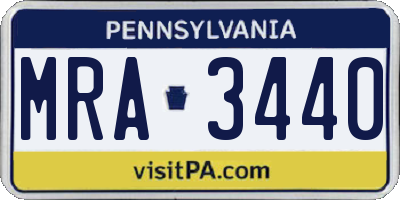 PA license plate MRA3440