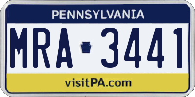 PA license plate MRA3441