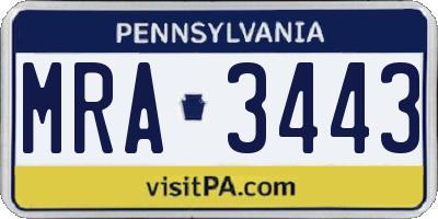PA license plate MRA3443